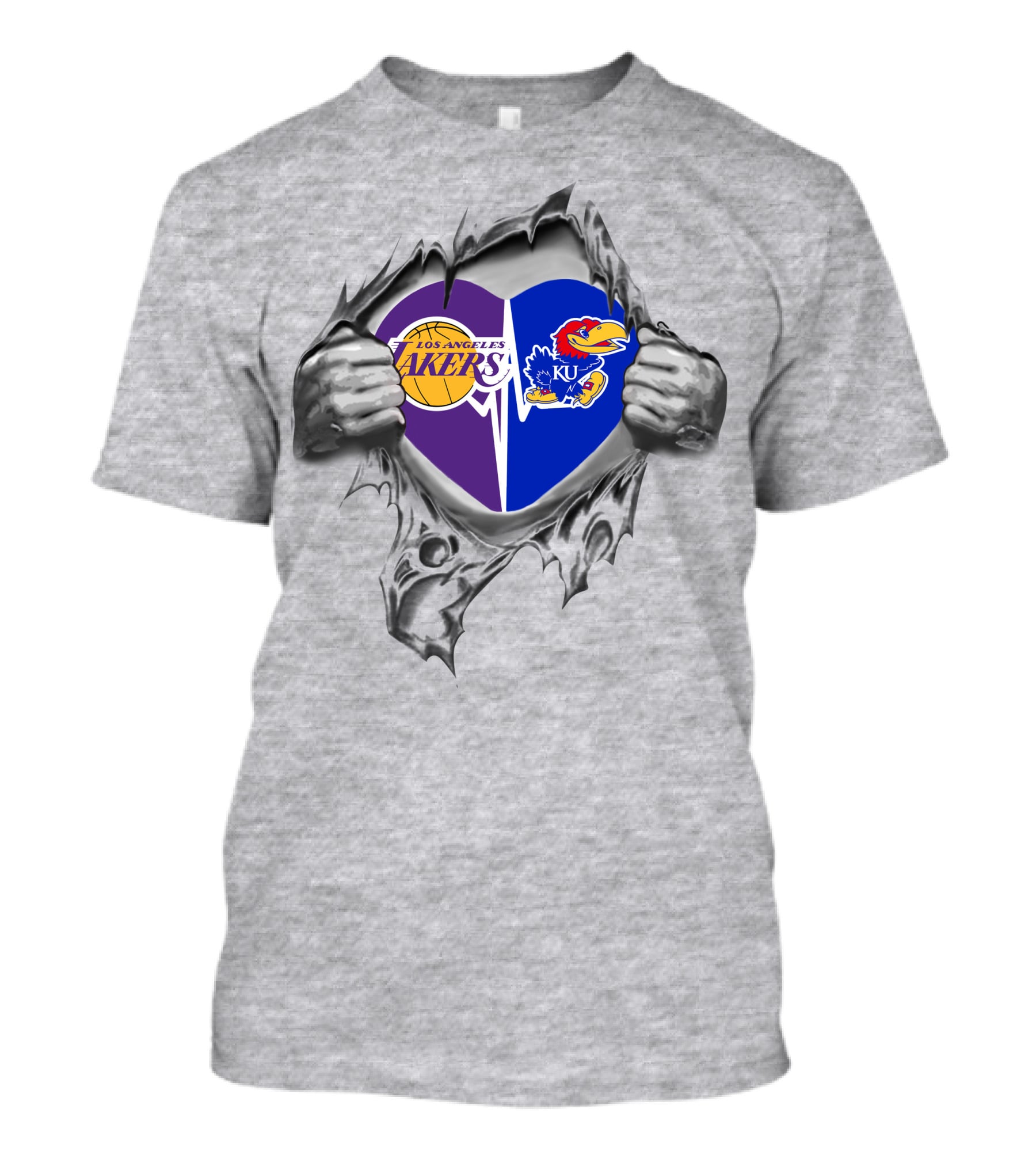Los Angeles Lakers Kansas Jayhawks Heart T-Shirt