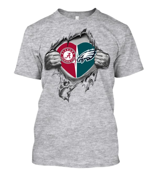 Eagles Alabama Crimson Tide Heart Split T-Shirt