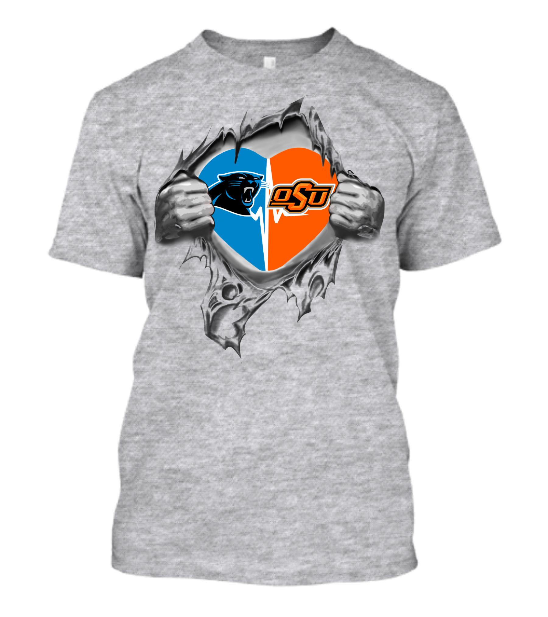 Carolina Panthers Oklahoma State Cowboys Logo Heart T-Shirt