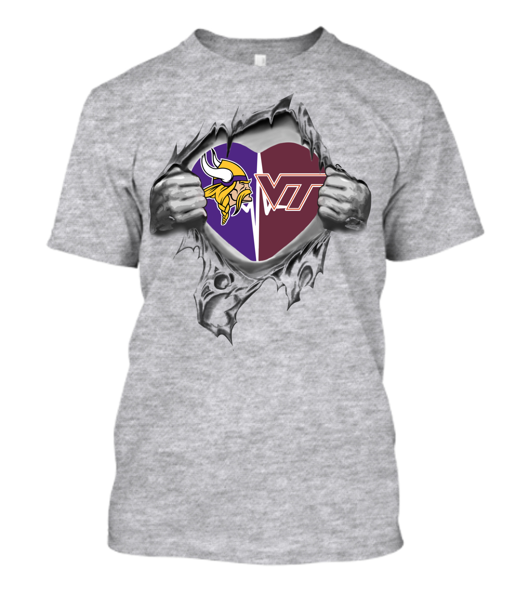 Vikings And Virginia Tech Hokies Heart T-Shirt