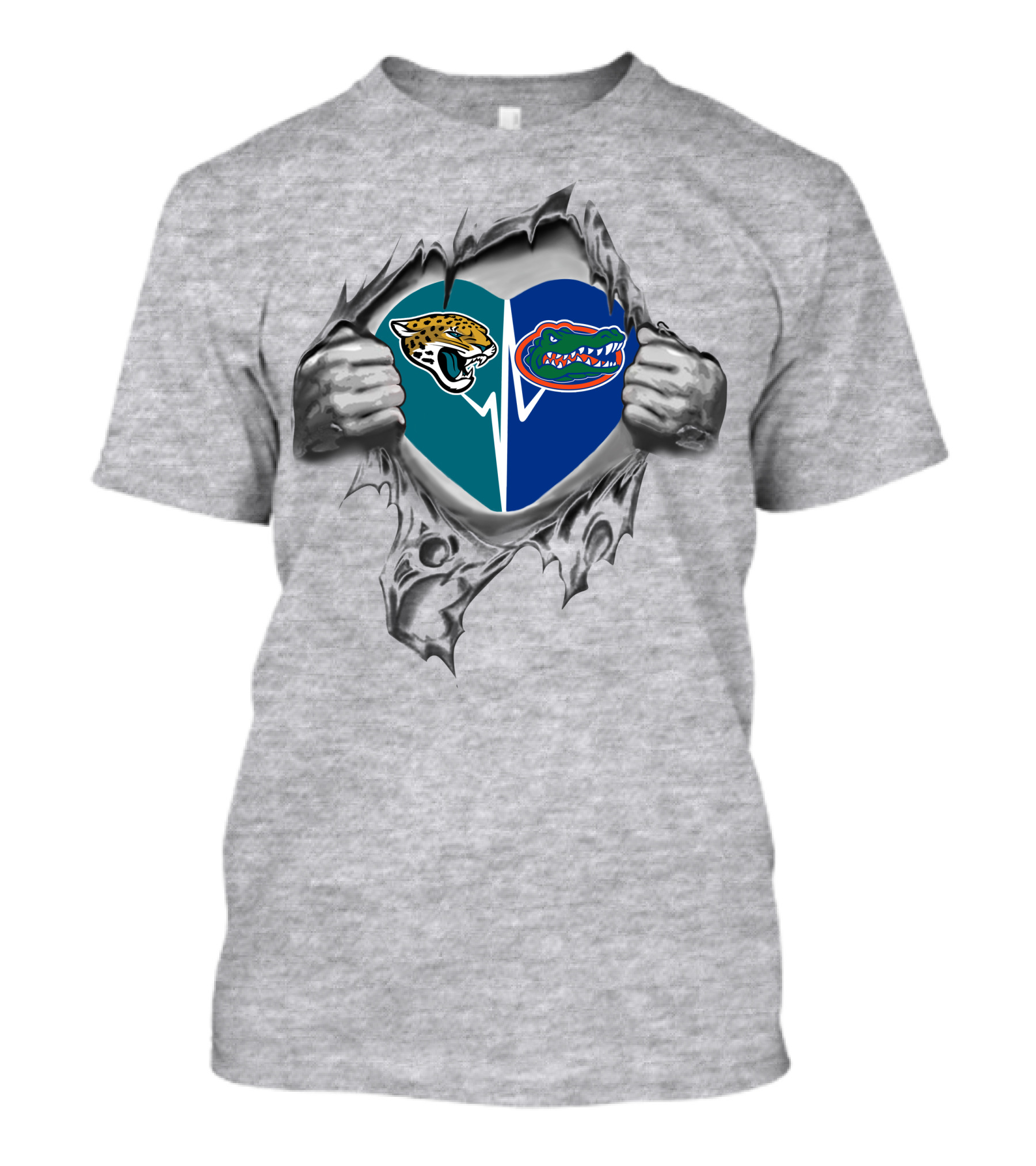 Jaguars Florida Gators Heart Rip It's In My Heart T-Shirt