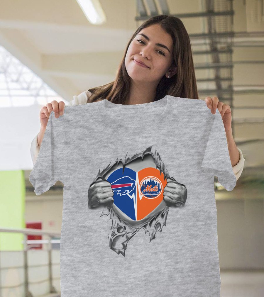 Buffalo Bills New York Mets Heart T-Shirt