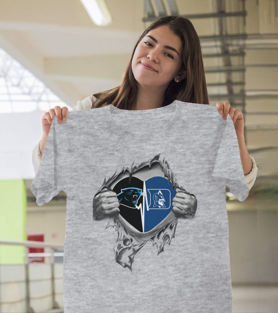 Panthers Duke Blue Devils It's In My Heart Football Basketball Fan Pride T-Shirt