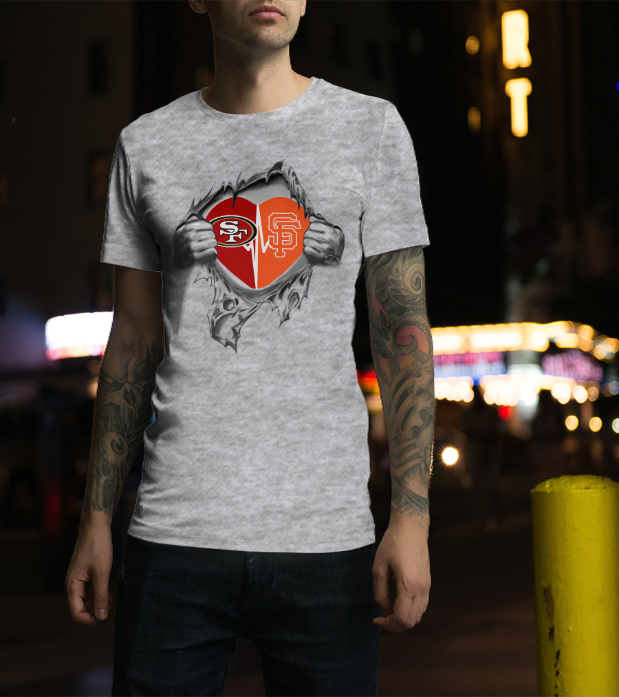 San Francisco 49ers Giants Heart Logo Split – It's In My Heart T-Shirt