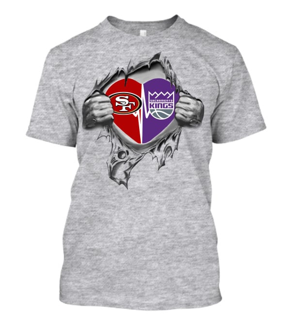 Front San Francisco 49ers Sacramento Kings It's In My Heart T-Shirt