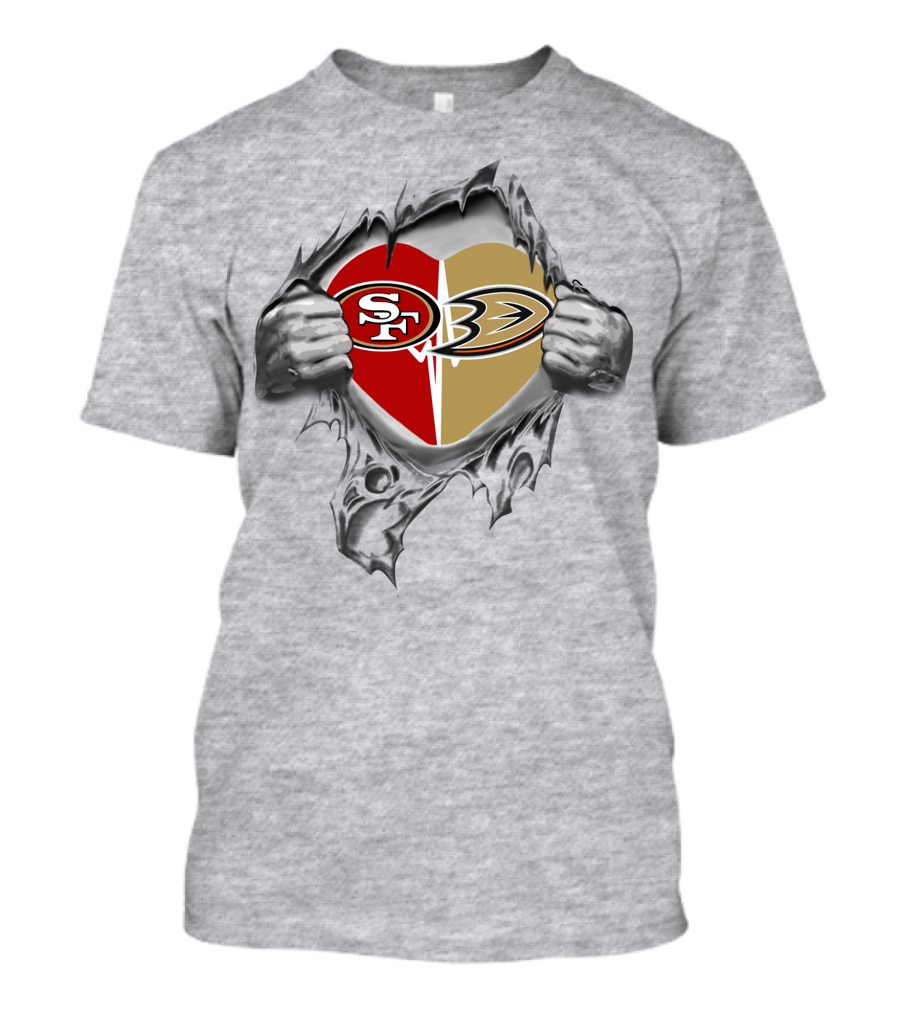 49ers Anaheim Ducks Heart T-Shirt