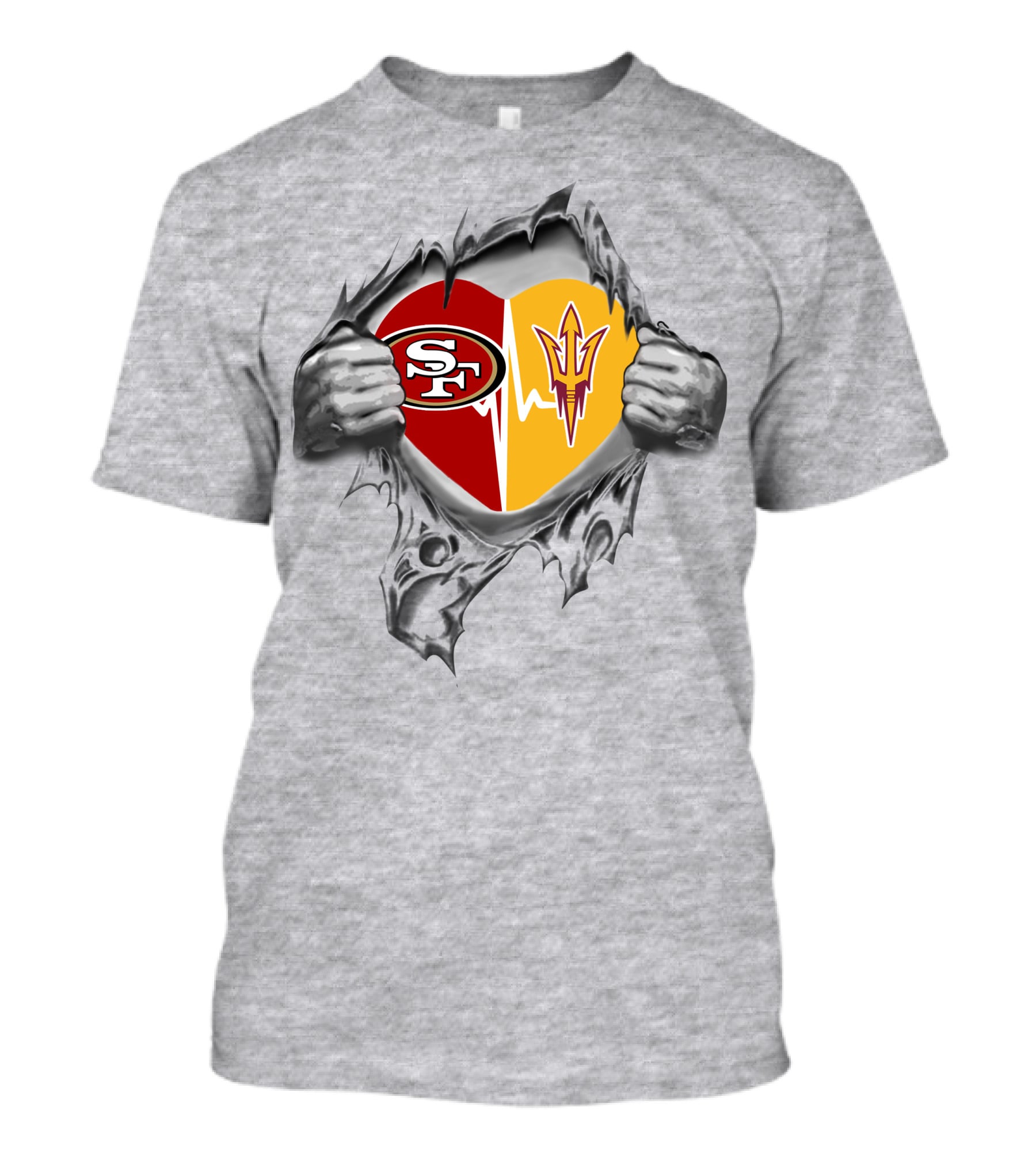 San Francisco 49ers Arizona State Sun Devils Heartbeat Passion T-Shirt