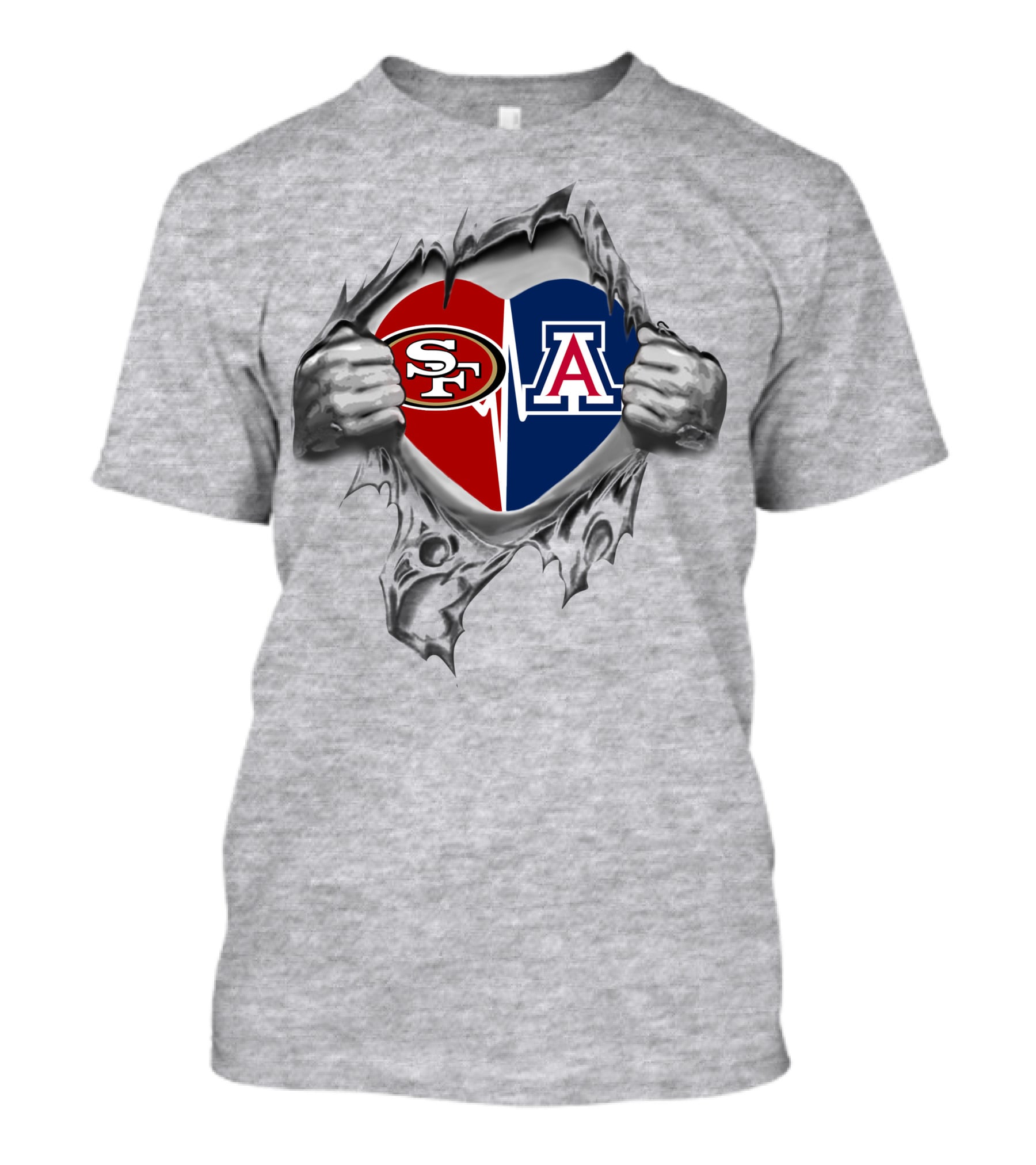 49ers Arizona Wildcats Heart T-Shirt
