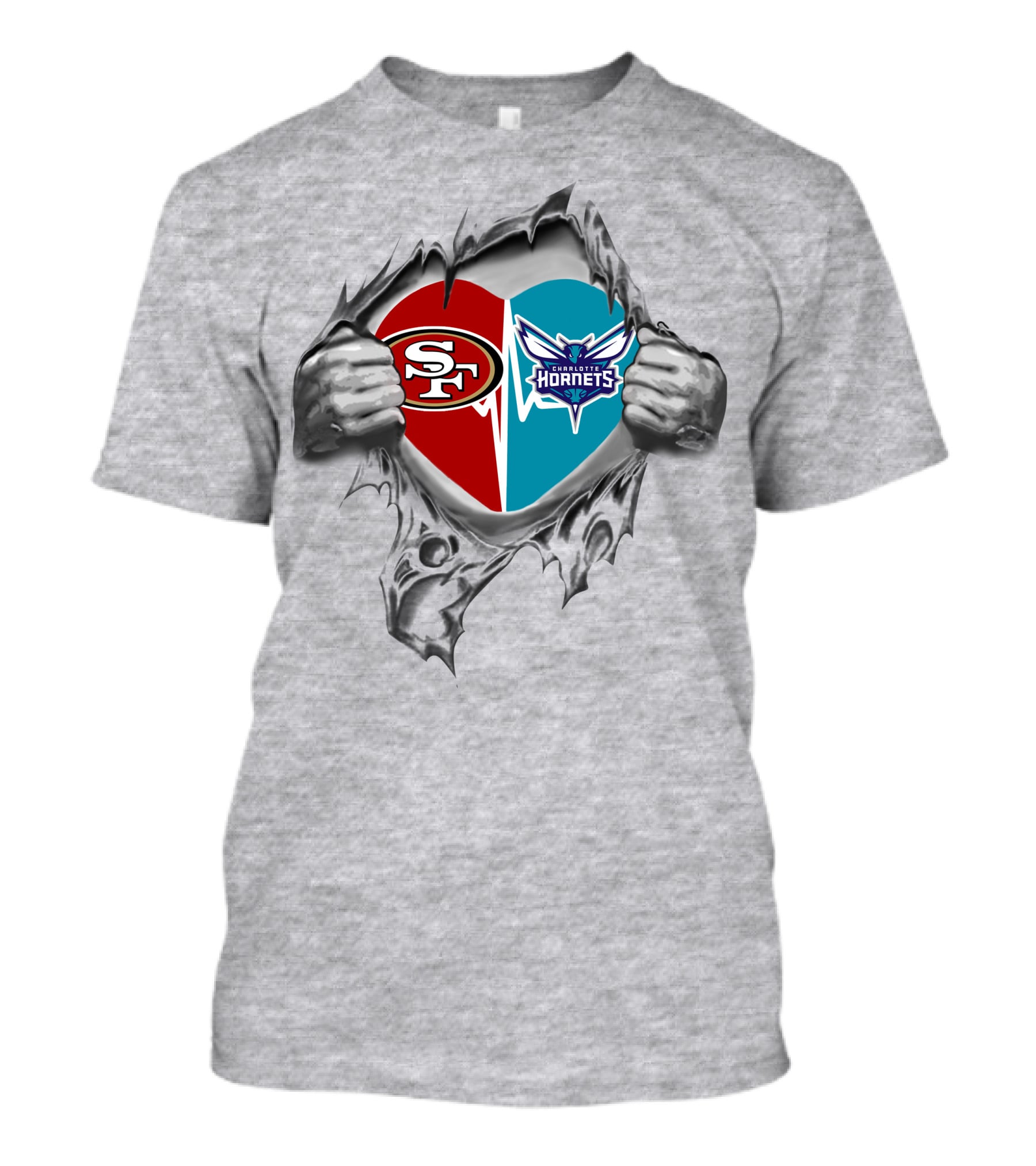 San Francisco 49ers And Charlotte Hornets Heart Connection T-Shirt