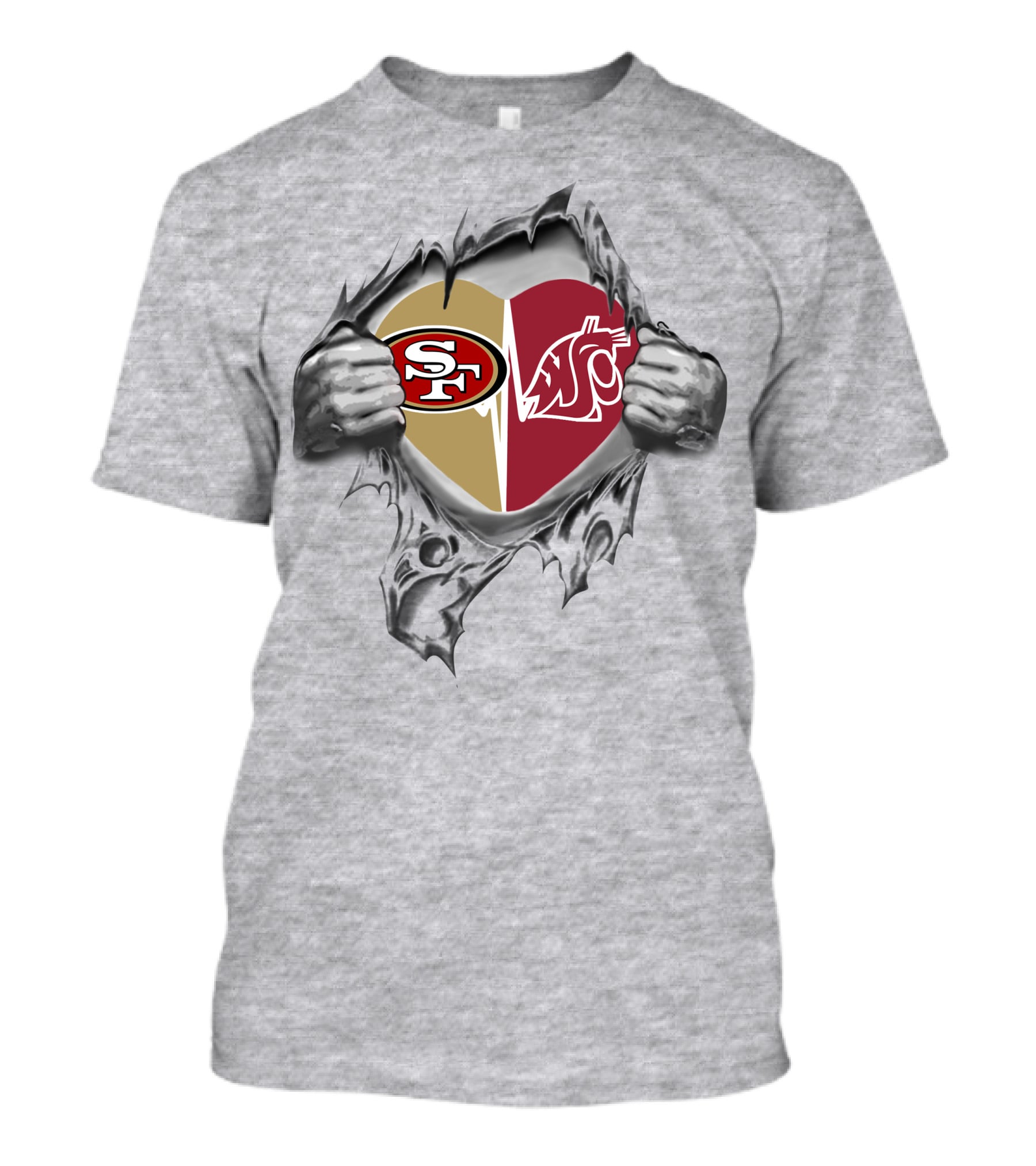 49ers Washington State Cougars Heart T-Shirt