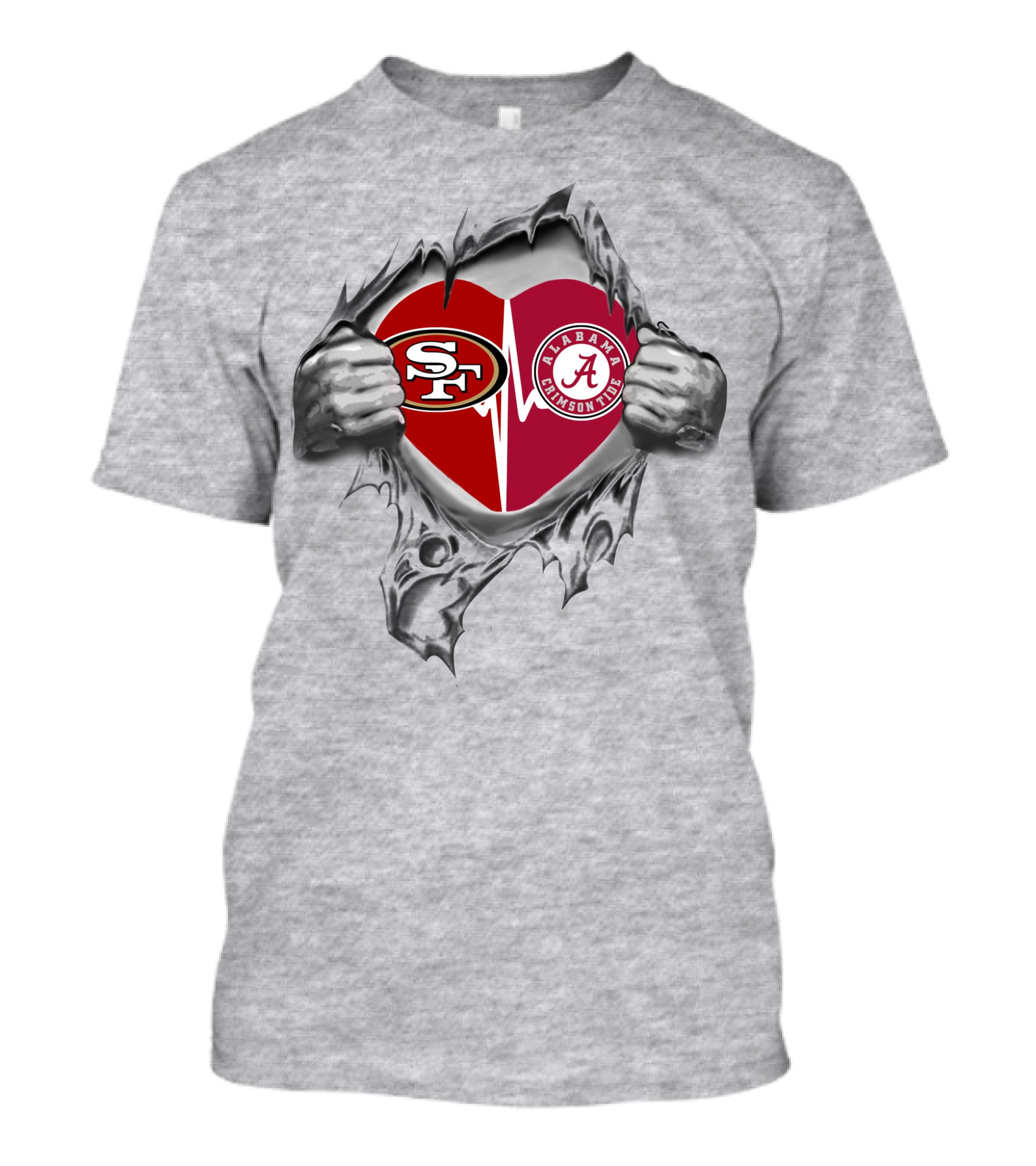 49ers Alabama Crimson Tide Heartbeat Passion T-Shirt