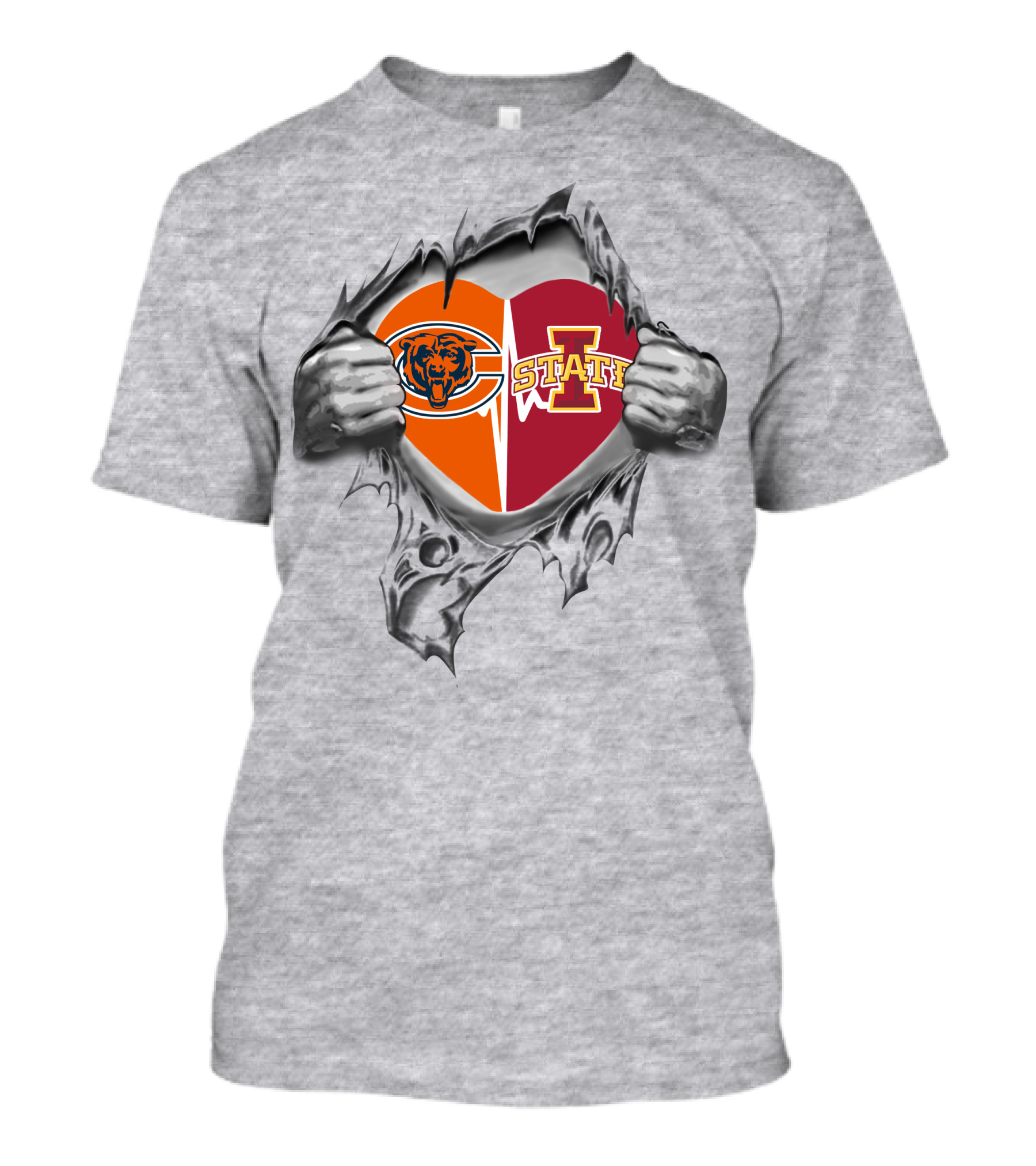Chicago Bears Iowa State Cyclones Heart Logo Blend T-Shirt