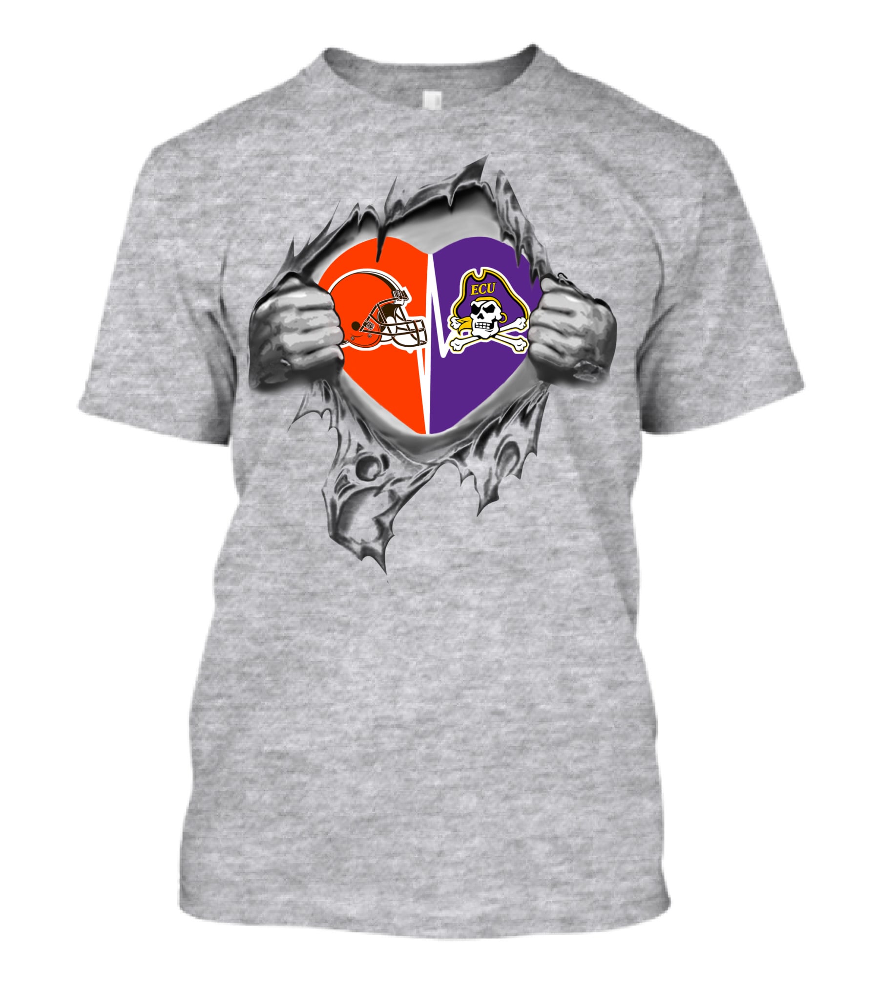Browns Ecu Pirates Heart T-Shirt