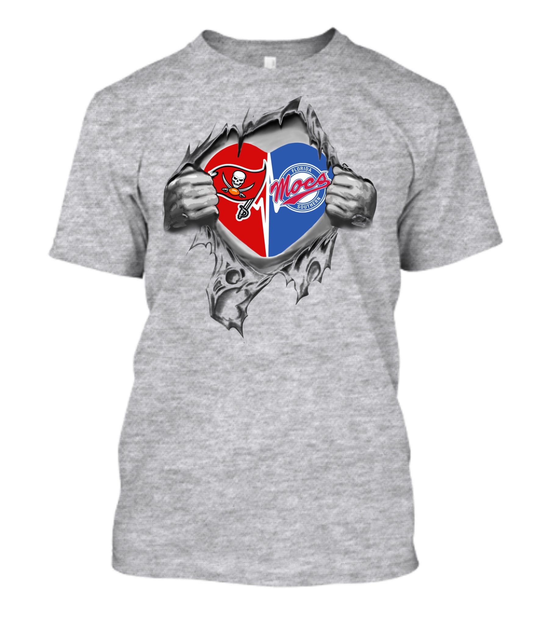 Florida Southern Moccasins Buccaneers Heart Logo Dual Loyalty T-Shirt