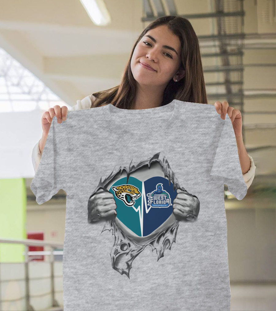 Jacksonville Jaguars West Florida Argonauts Heart T-Shirt