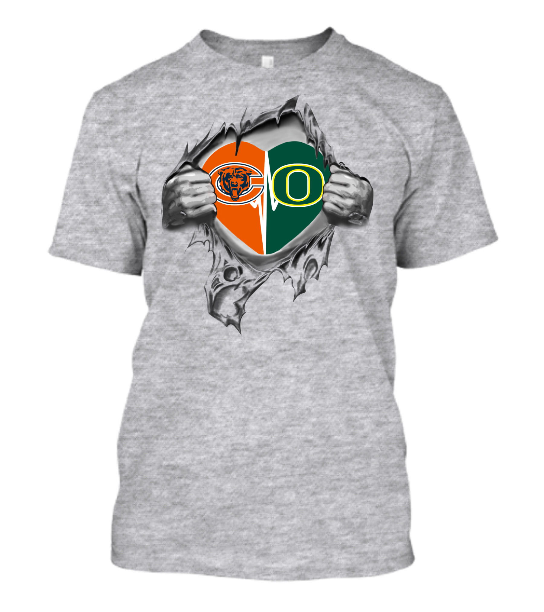 Oregon Ducks Chicago Bears Heart T-Shirt