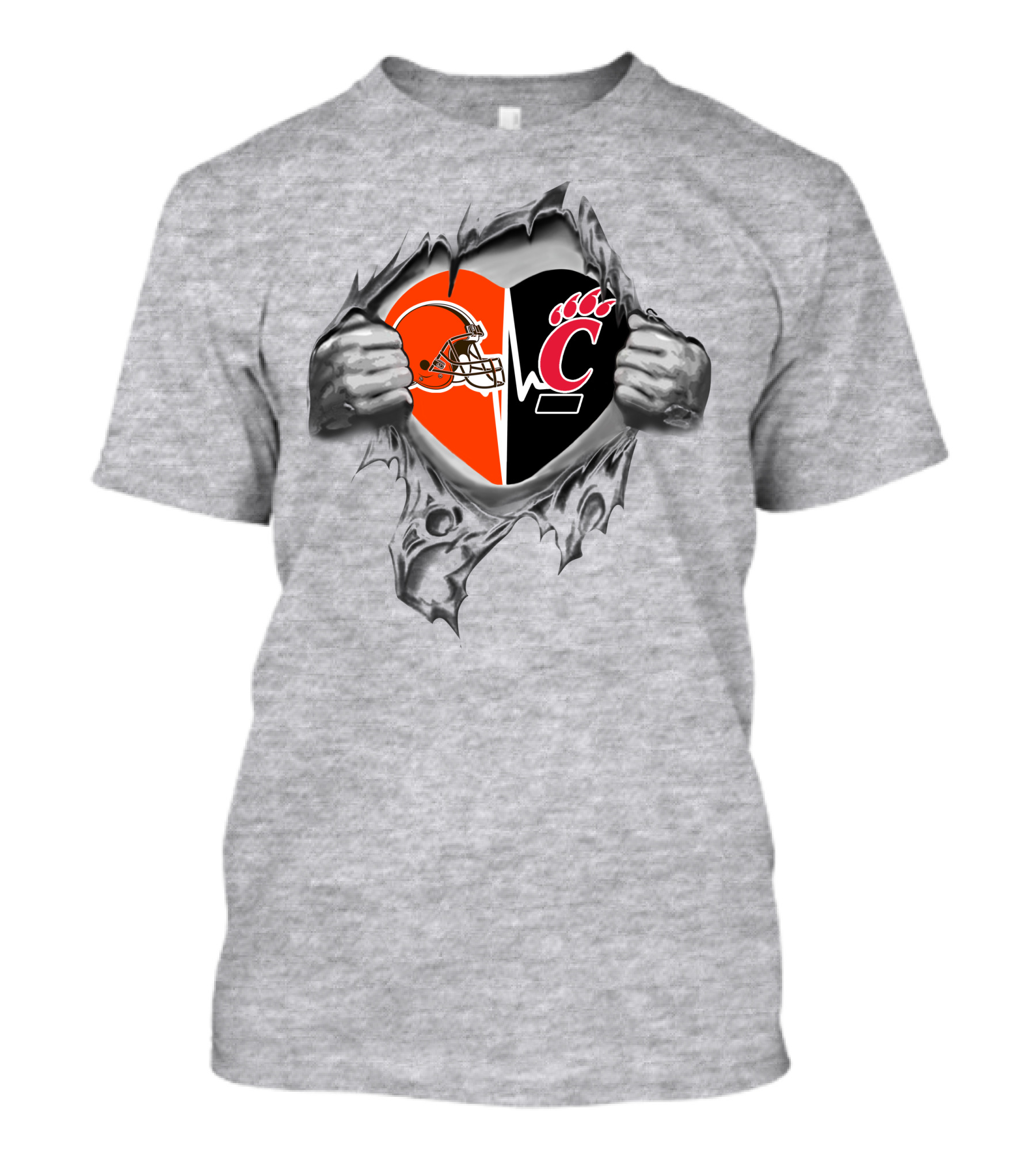 Cleveland Browns Cincinnati Bearcats Heartbeat Passion T-Shirt