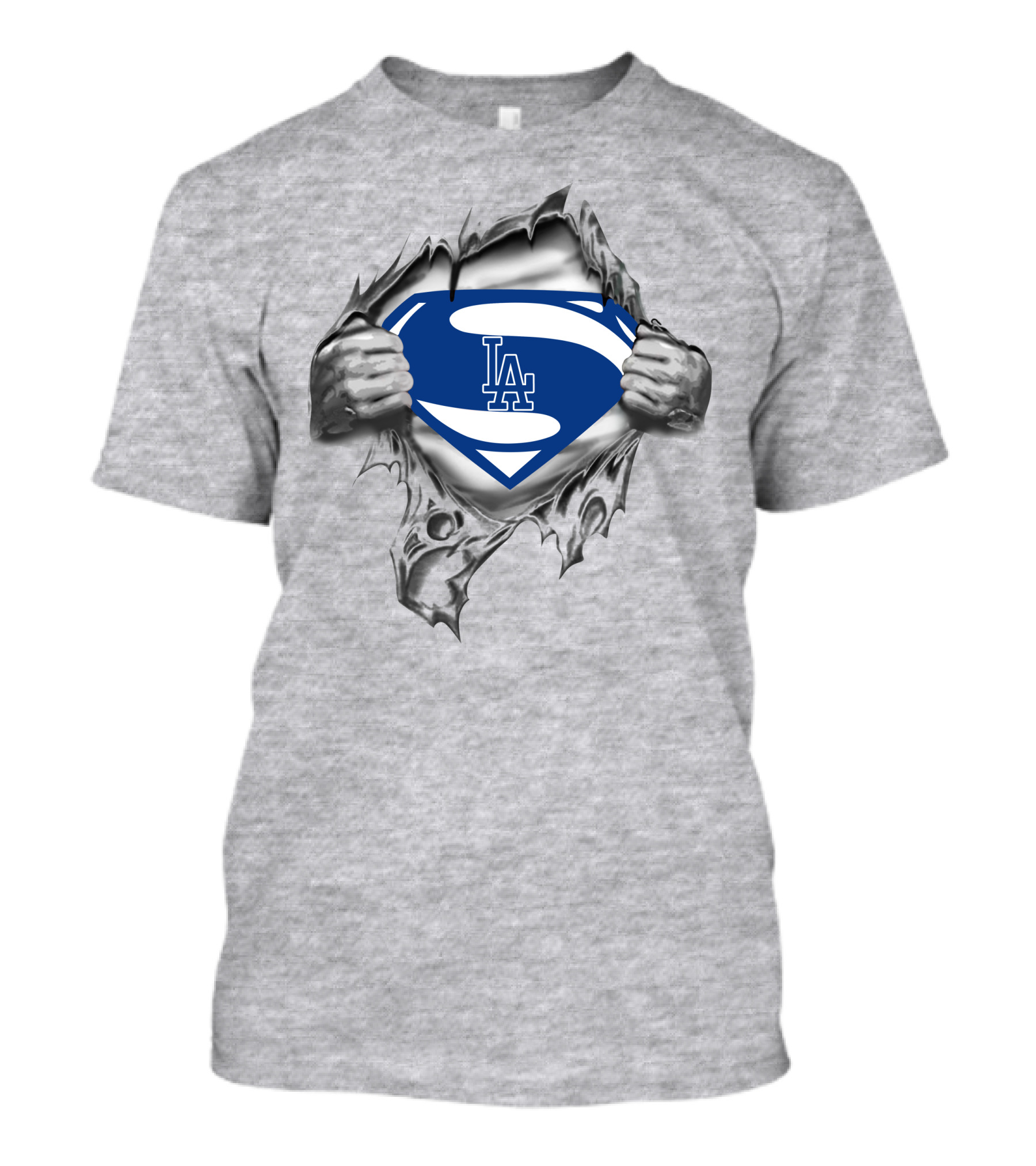 Superman Los Angeles Dodgers La Logo Breaking Through T-Shirt