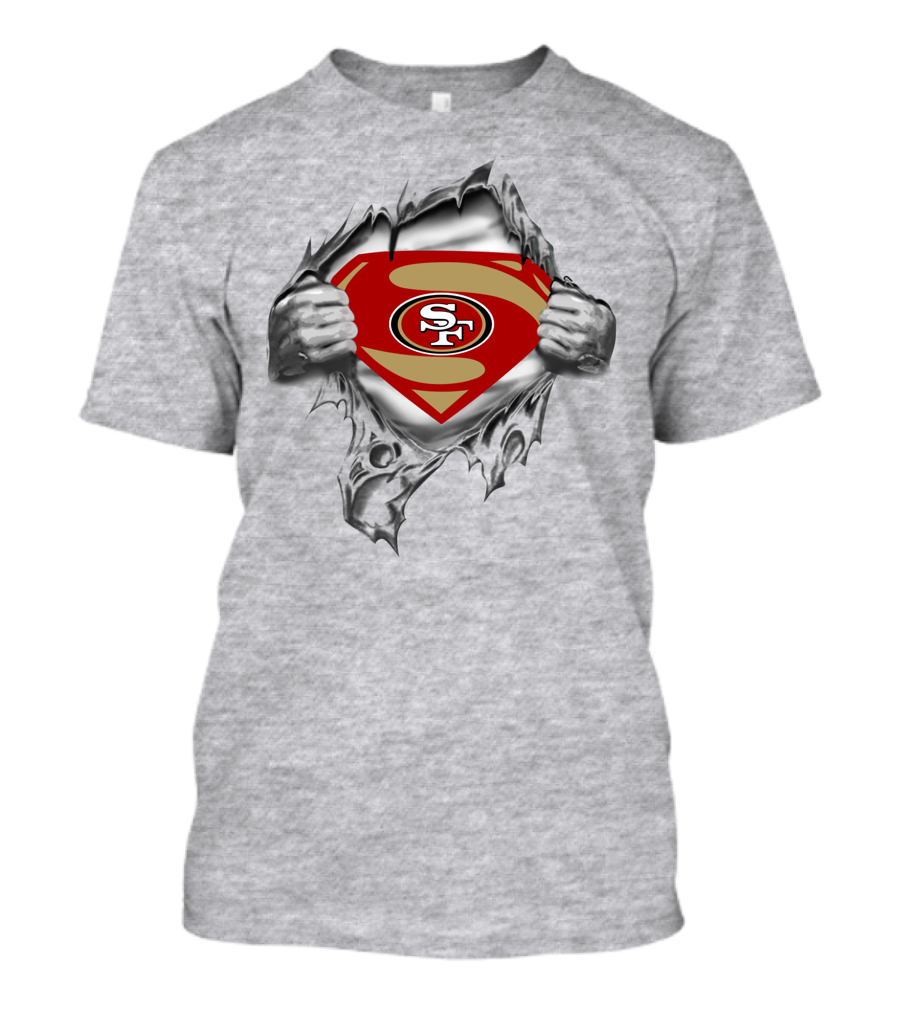 San Francisco 49ers Superman SF Logo Emblem Tear Open T-Shirt
