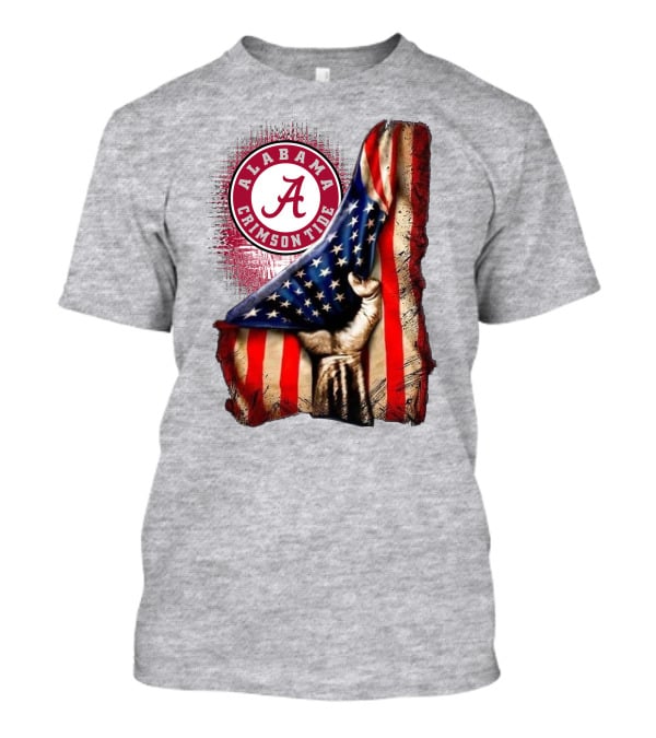 Alabama Crimson Tide American Flag Fist Outline T-Shirt