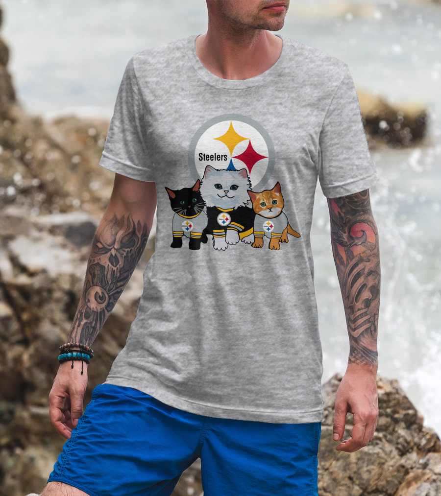 Pittsburgh Steelers Cats Trio With Team T-Shirt
