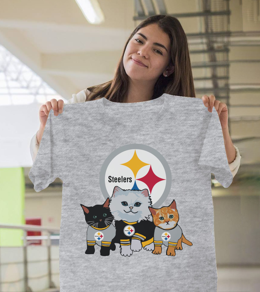 Pittsburgh Steelers Cats Trio With Team T-Shirt