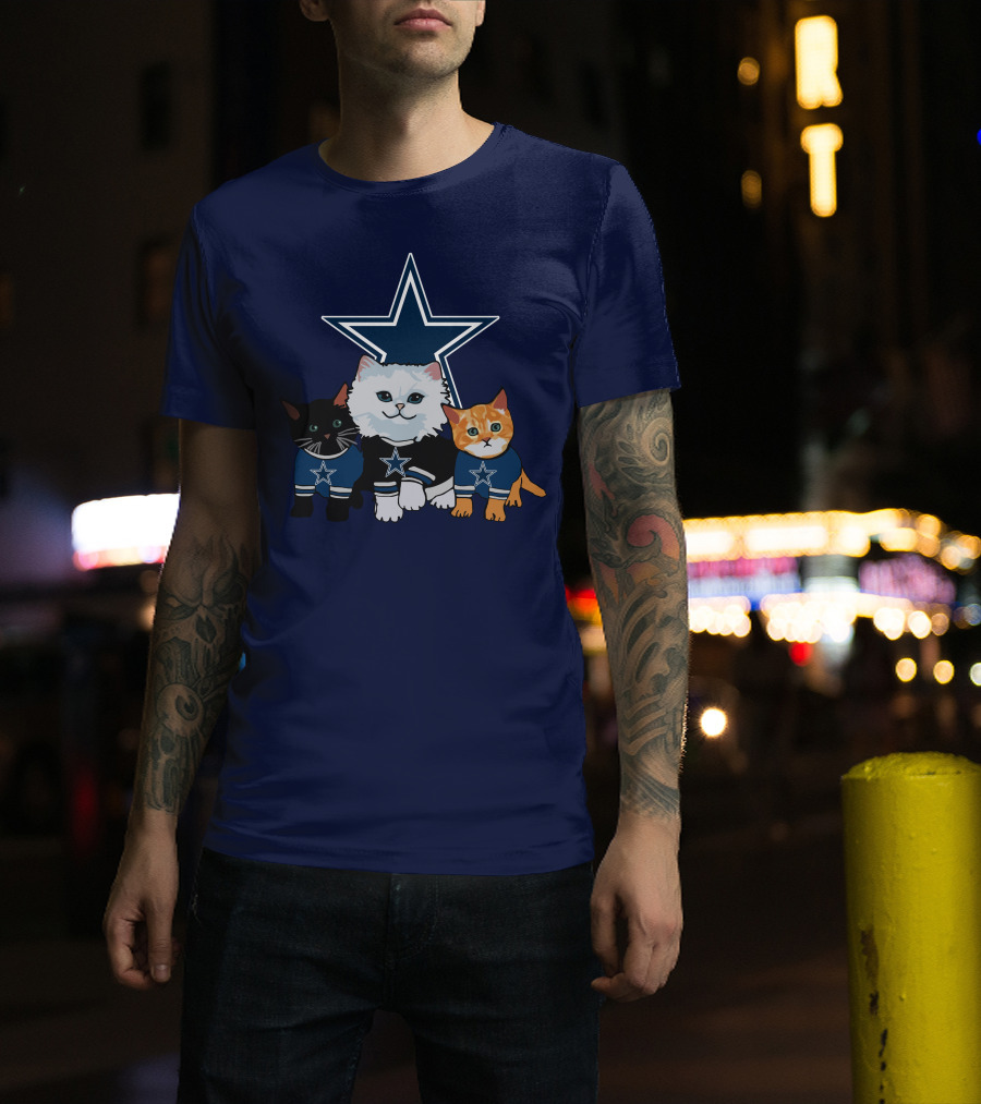 Dallas Cowboys Cute Cats With Star Logo Trio T-Shirt