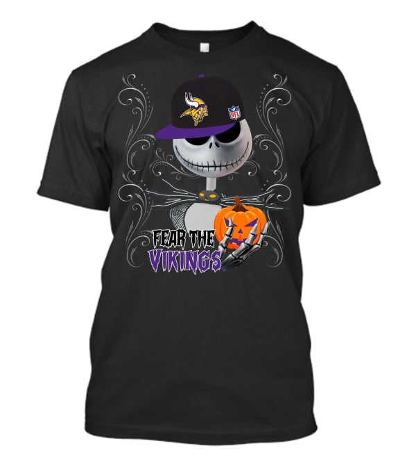 Fear The Vikings Halloween Skeleton Minnesota NFL T-Shirt