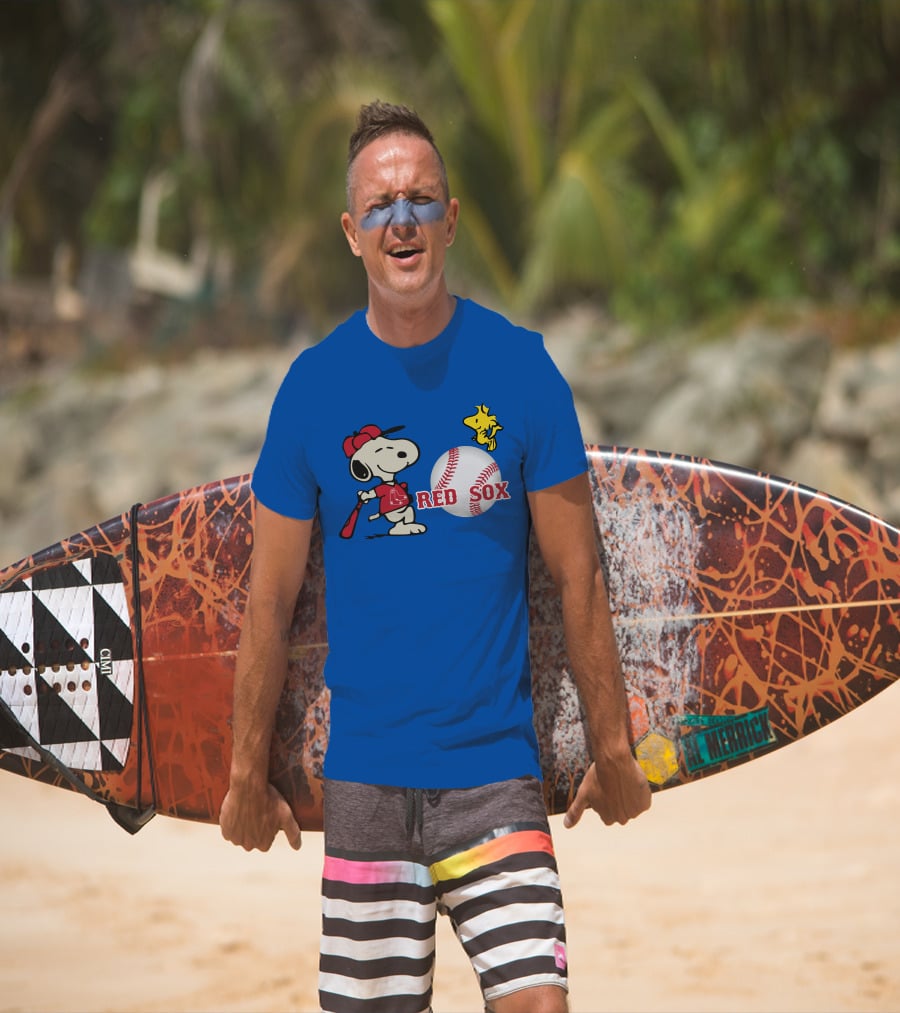 Snoopy Woodstock Boston Red Sox Baseball Peanuts T-Shirt