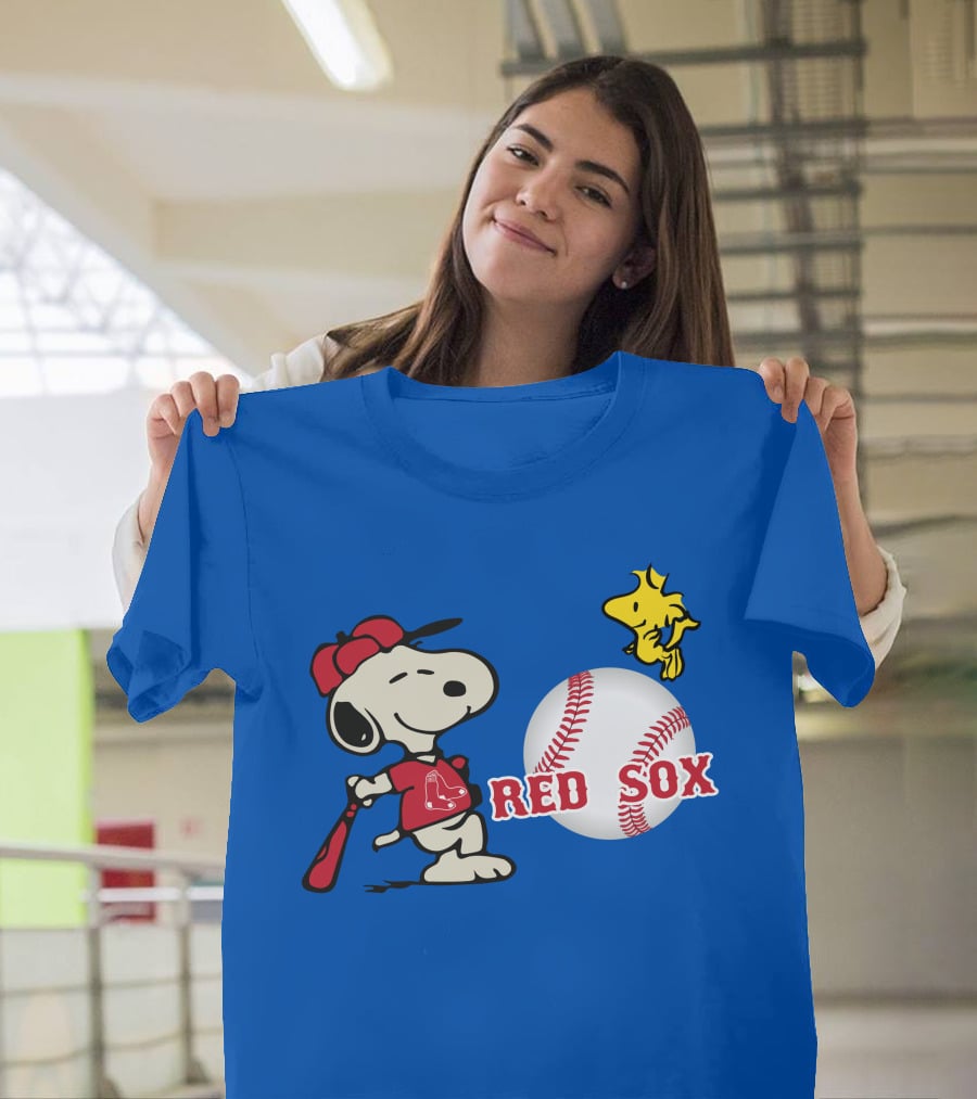 Snoopy Woodstock Boston Red Sox Baseball Peanuts T-Shirt
