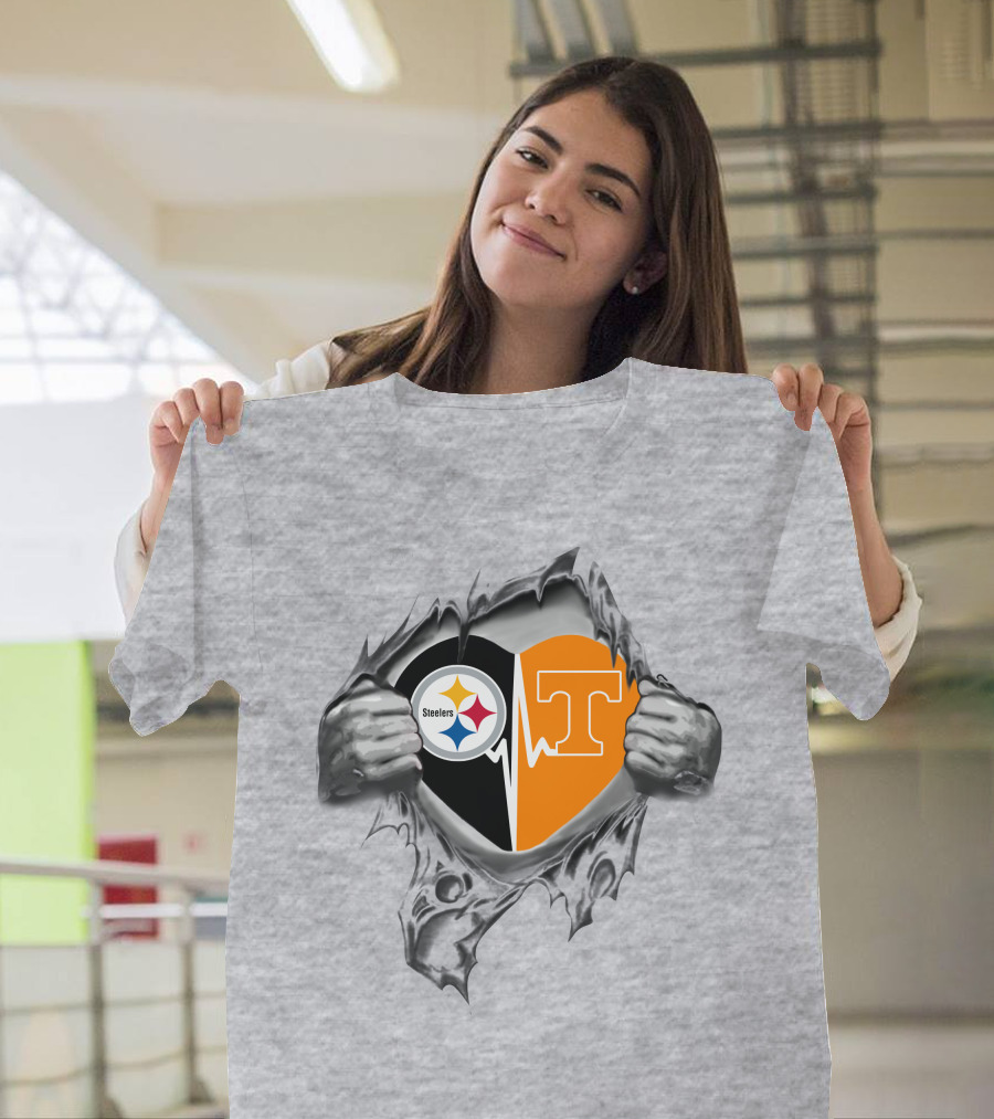 Steelers Tennessee Volunteers Heart T-Shirt