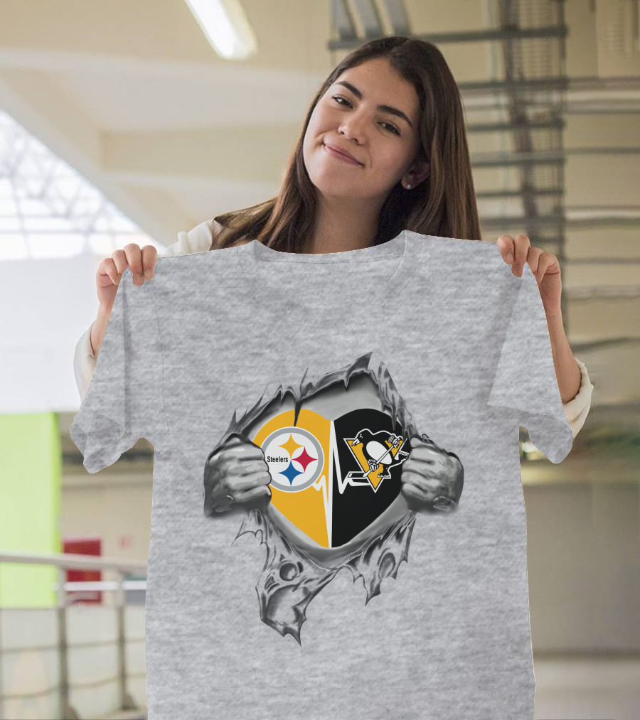 Steelers Pittsburgh Penguins Heartbeat Passion T-Shirt