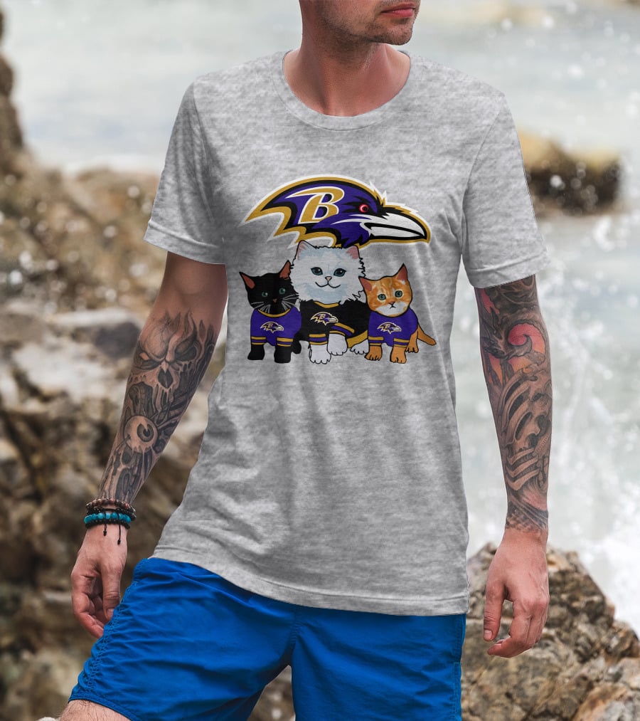 Baltimore Ravens Cats In Team Jerseys T-Shirt