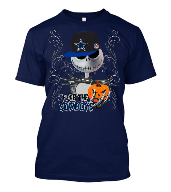 Fear The Cowboys Halloween NFL Jack Skellington Pumpkin Dallas Star T-Shirt