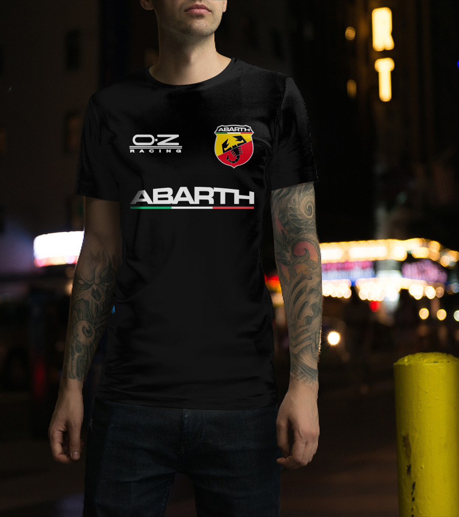 O.Z Racing Abarth Logo Scorpion Emblem With Italian Flag Stripe T-Shirt