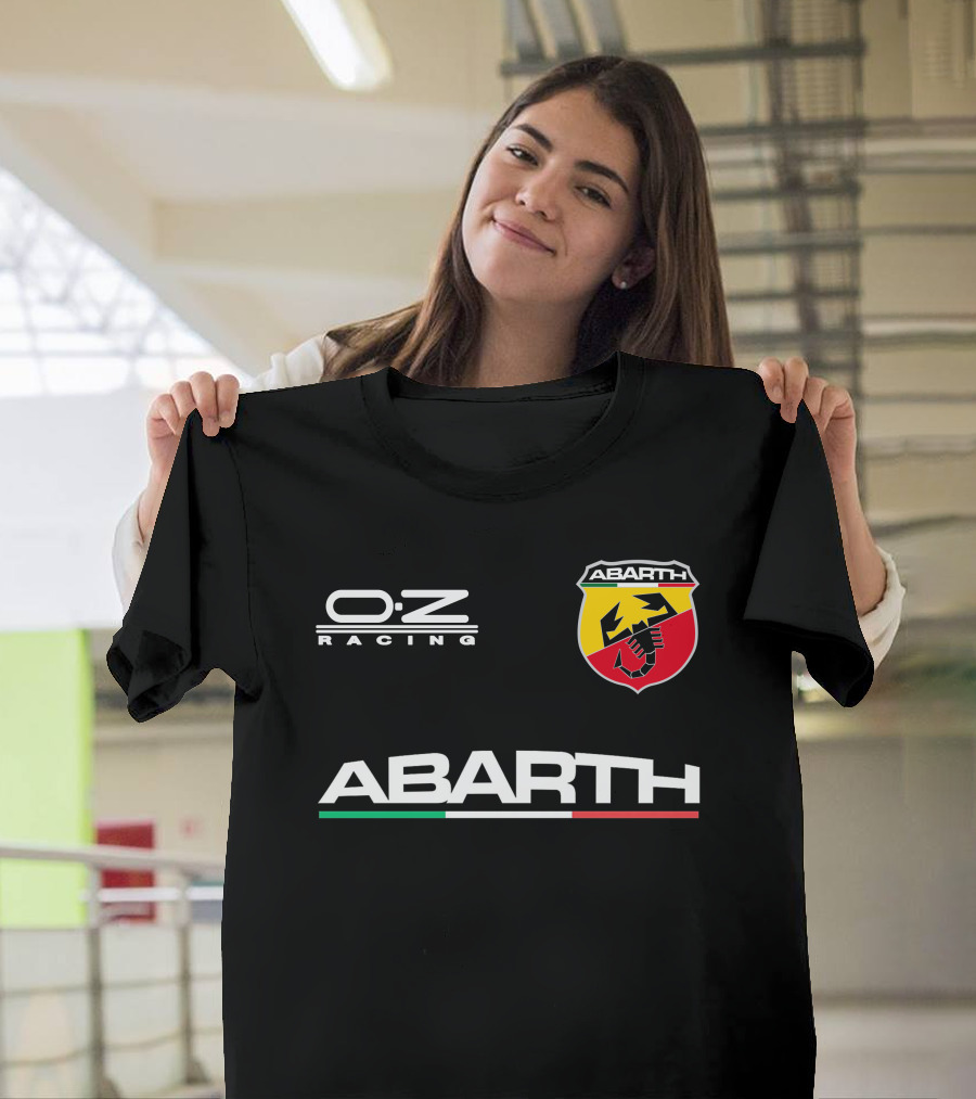 O.Z Racing Abarth Logo Scorpion Emblem With Italian Flag Stripe T-Shirt