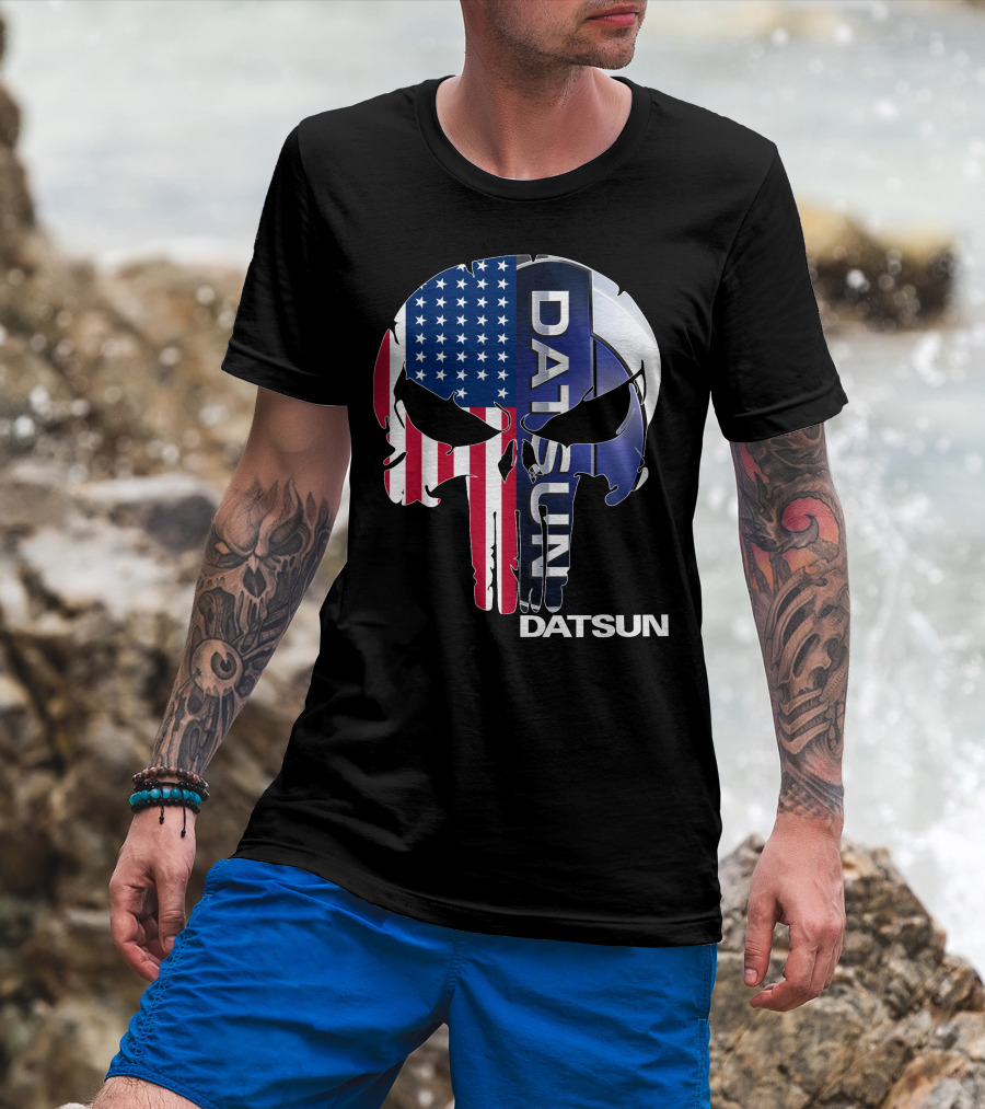 Datsun Punisher Skull American Flag T-Shirt