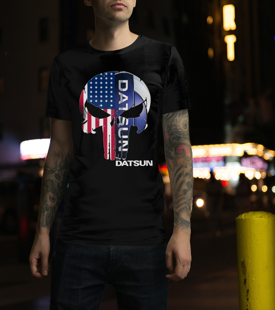 Datsun Punisher Skull American Flag T-Shirt