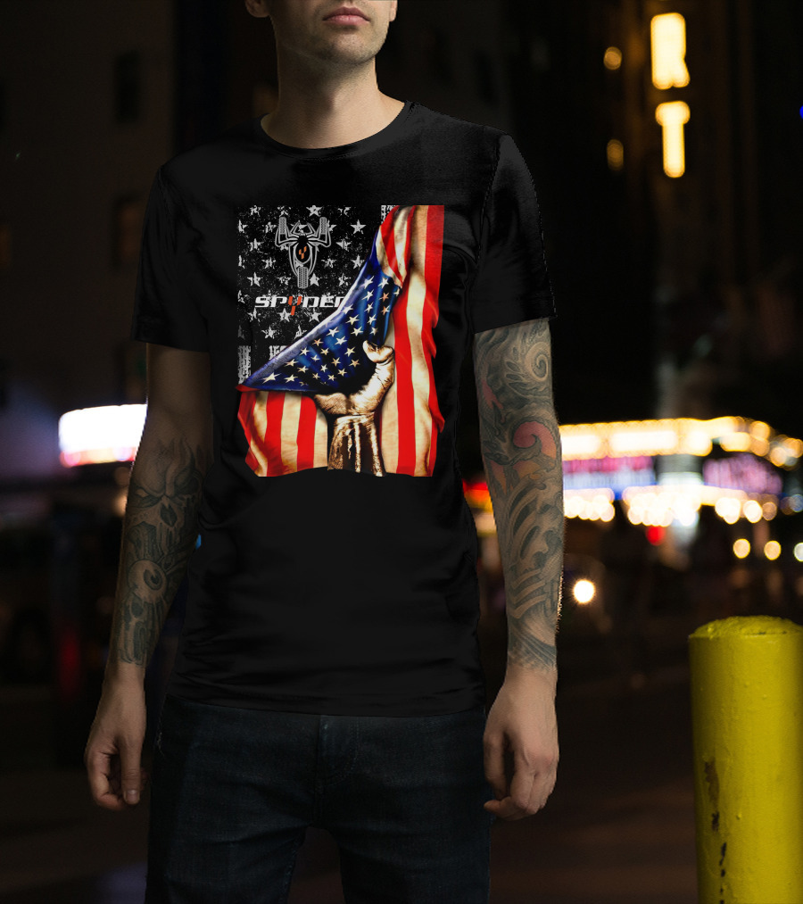 Spyder Spider Logo American Flag Hand Grasping T-Shirt