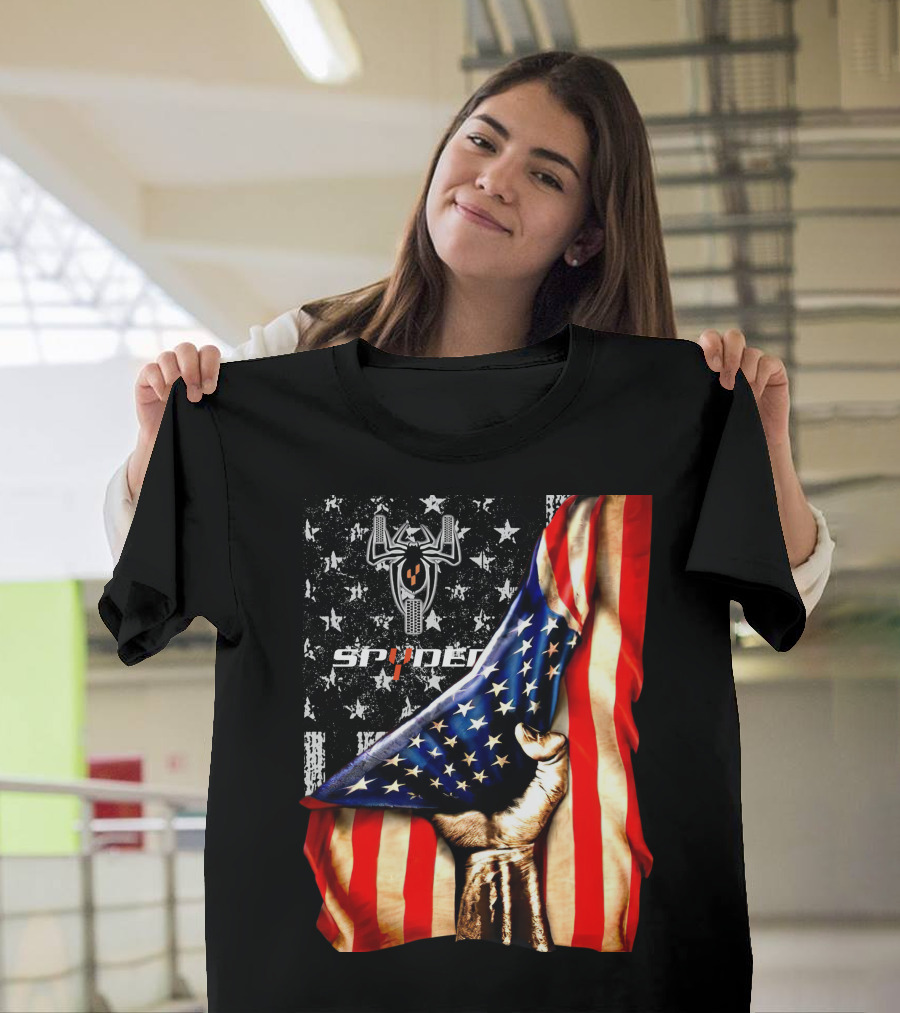 Spyder Spider Logo American Flag Hand Grasping T-Shirt