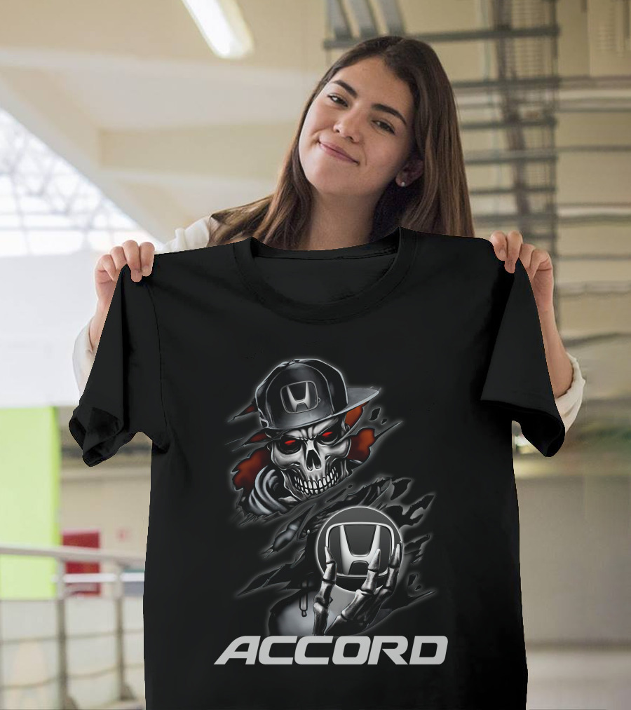 Honda Accord Skull Design Black Hat Red Eyes T-Shirt
