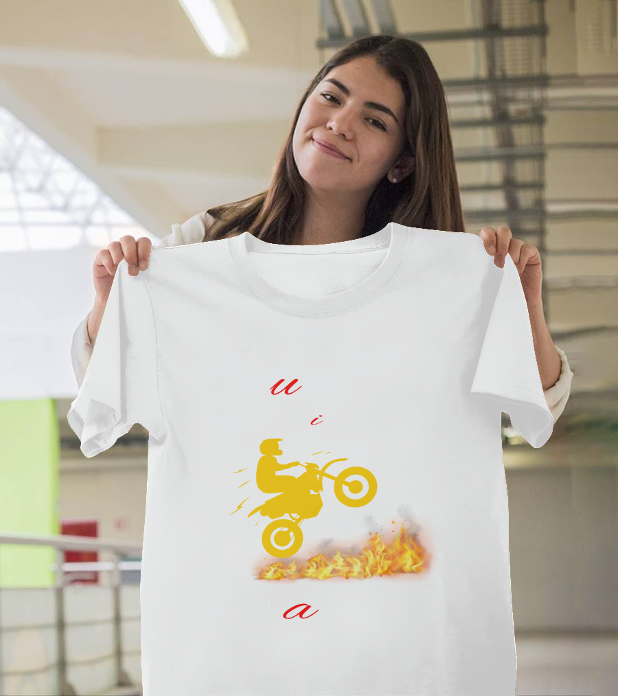 Burning With Passion Motorcycle Wheelie Flames T-Shirt