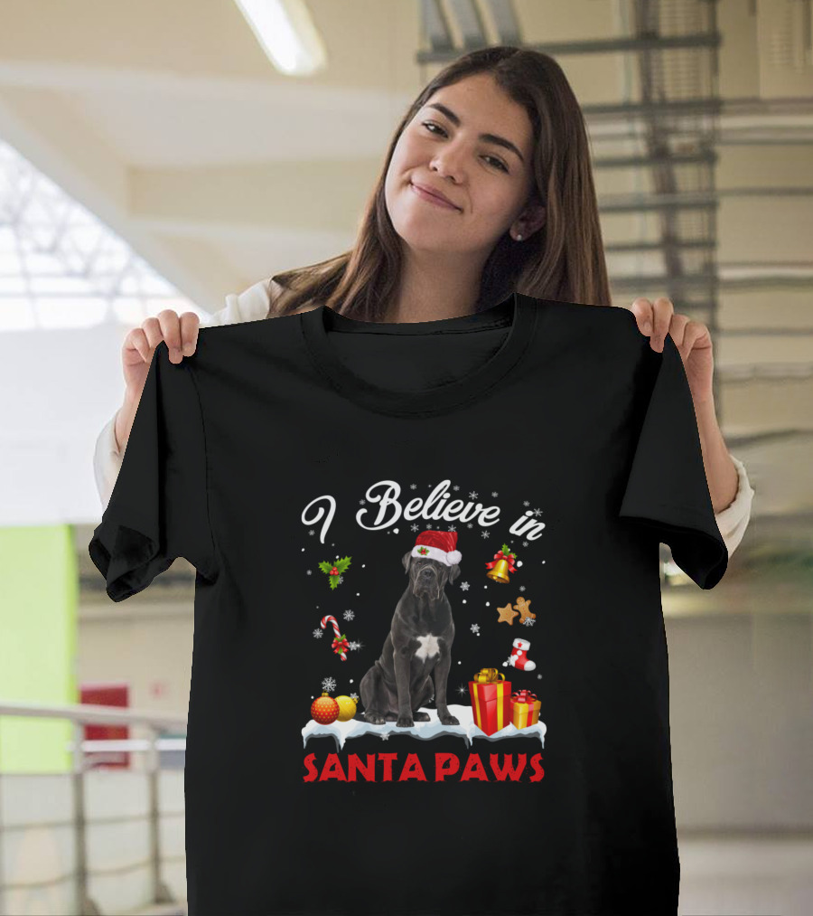 I Believe in Santa Paws Cane Corso Dog Christmas T-Shirt