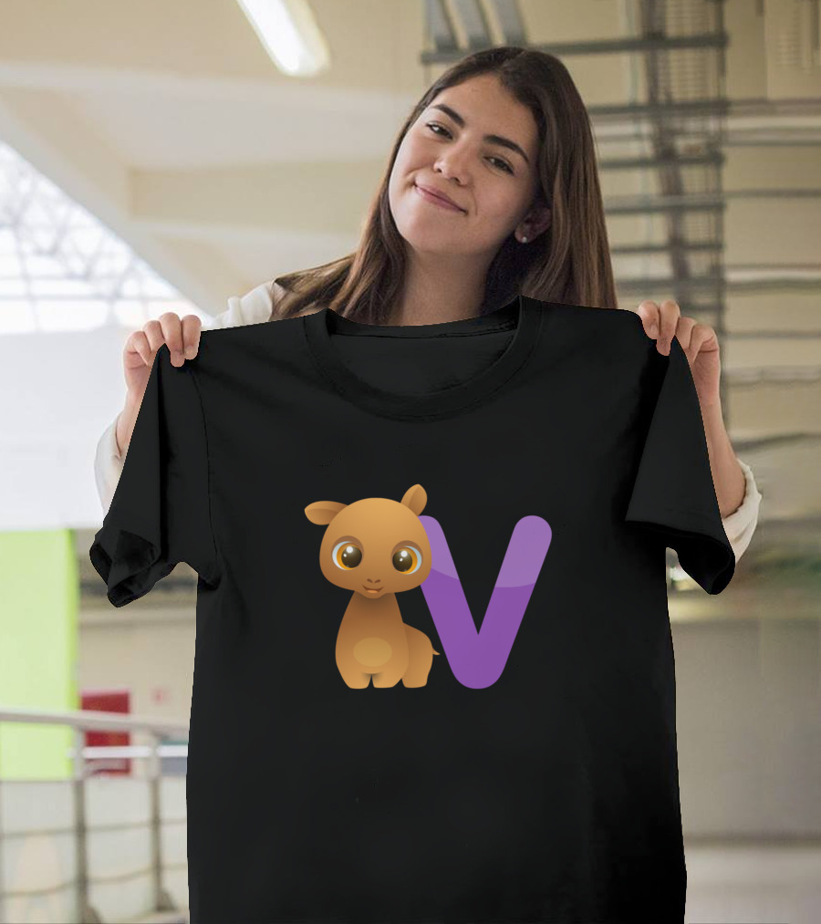 V Animal Alphabet with Cute Animal T-Shirt