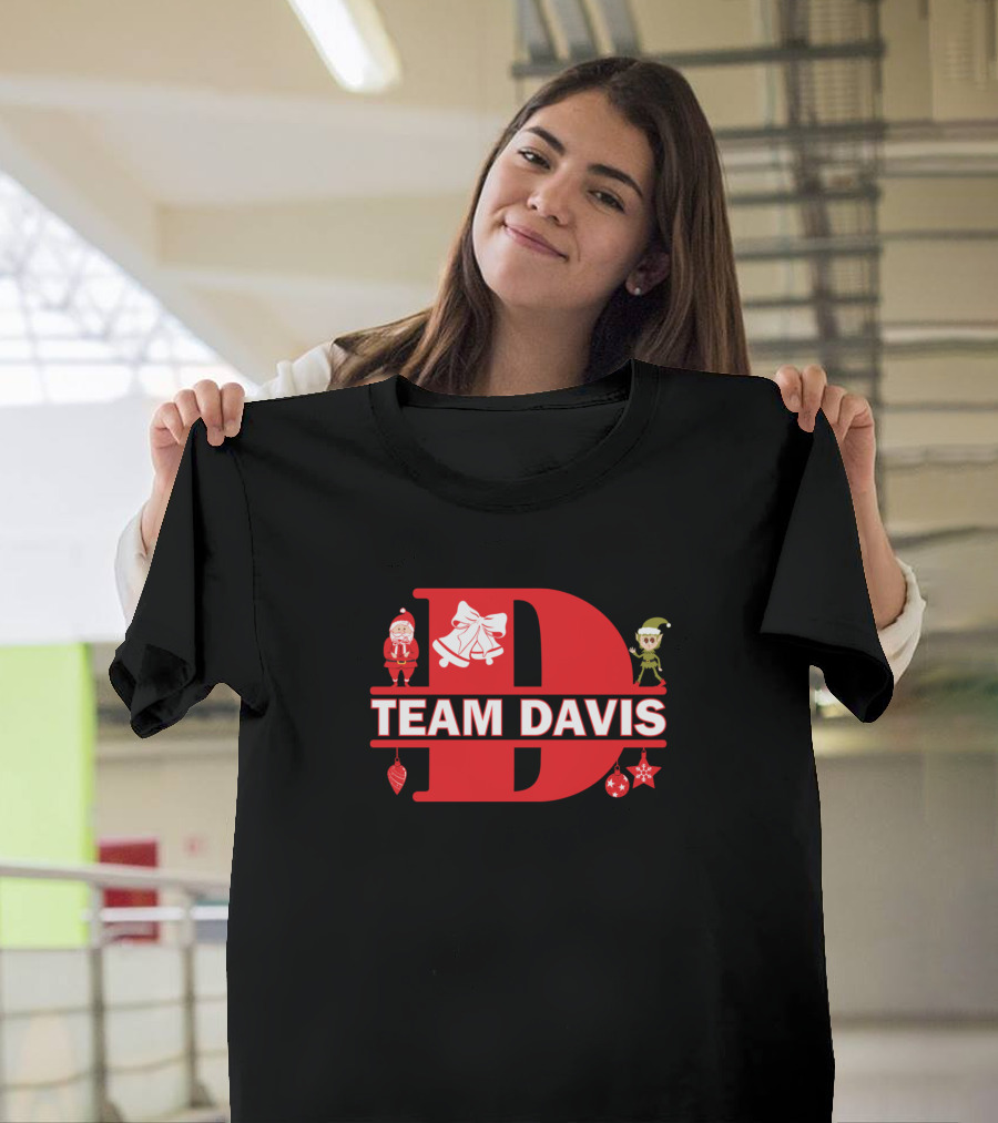 Team Davis Holiday Santa Elf Ornament Family T-Shirt