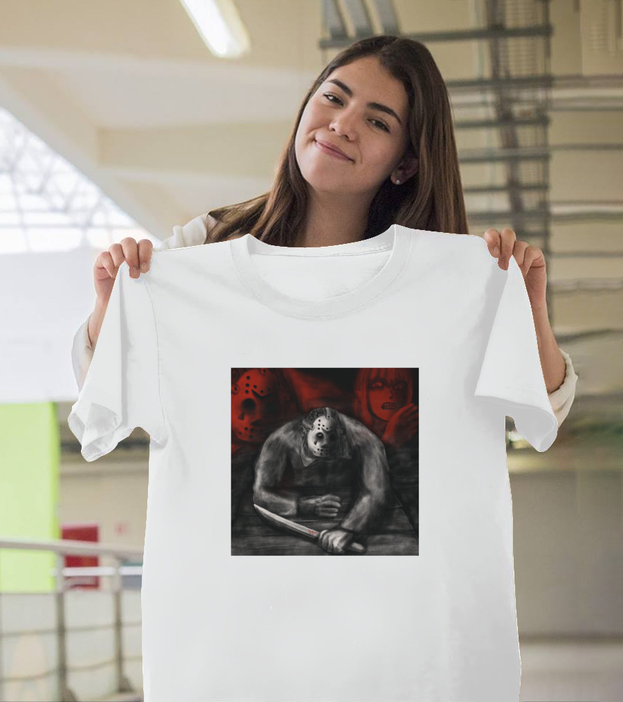 Careful Going Swimming Horror Masked Figure T-Shirt