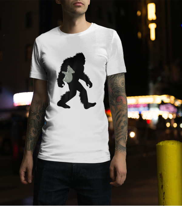 Bigfoot Sasquatch Carrying Koala Marsupial Animal T-Shirt