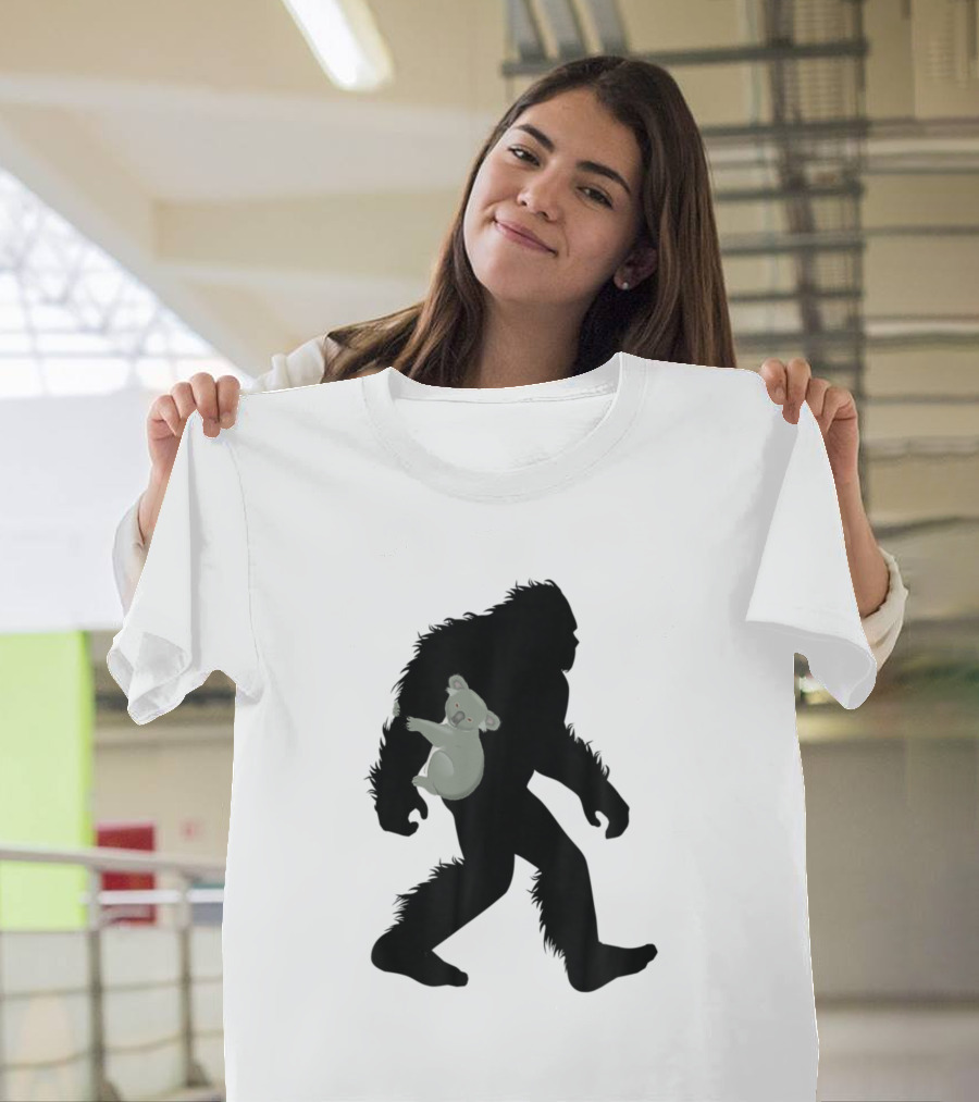 Bigfoot Sasquatch Carrying Koala Marsupial Animal T-Shirt
