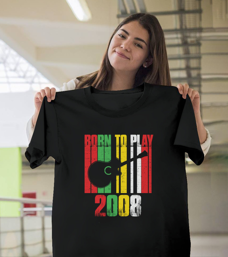 Born To Play Guitar 2008 Vintage Music Stripes T-Shirt