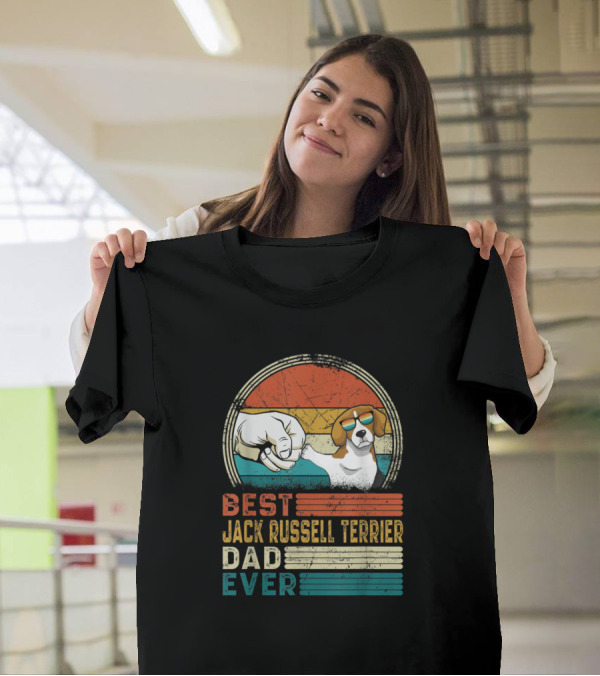 Best Jack Russell Terrier Dad Ever Retro Distressed Fist Bump T-Shirt